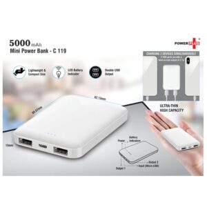 Mini Power Bank 5,000 MAh - C 119
